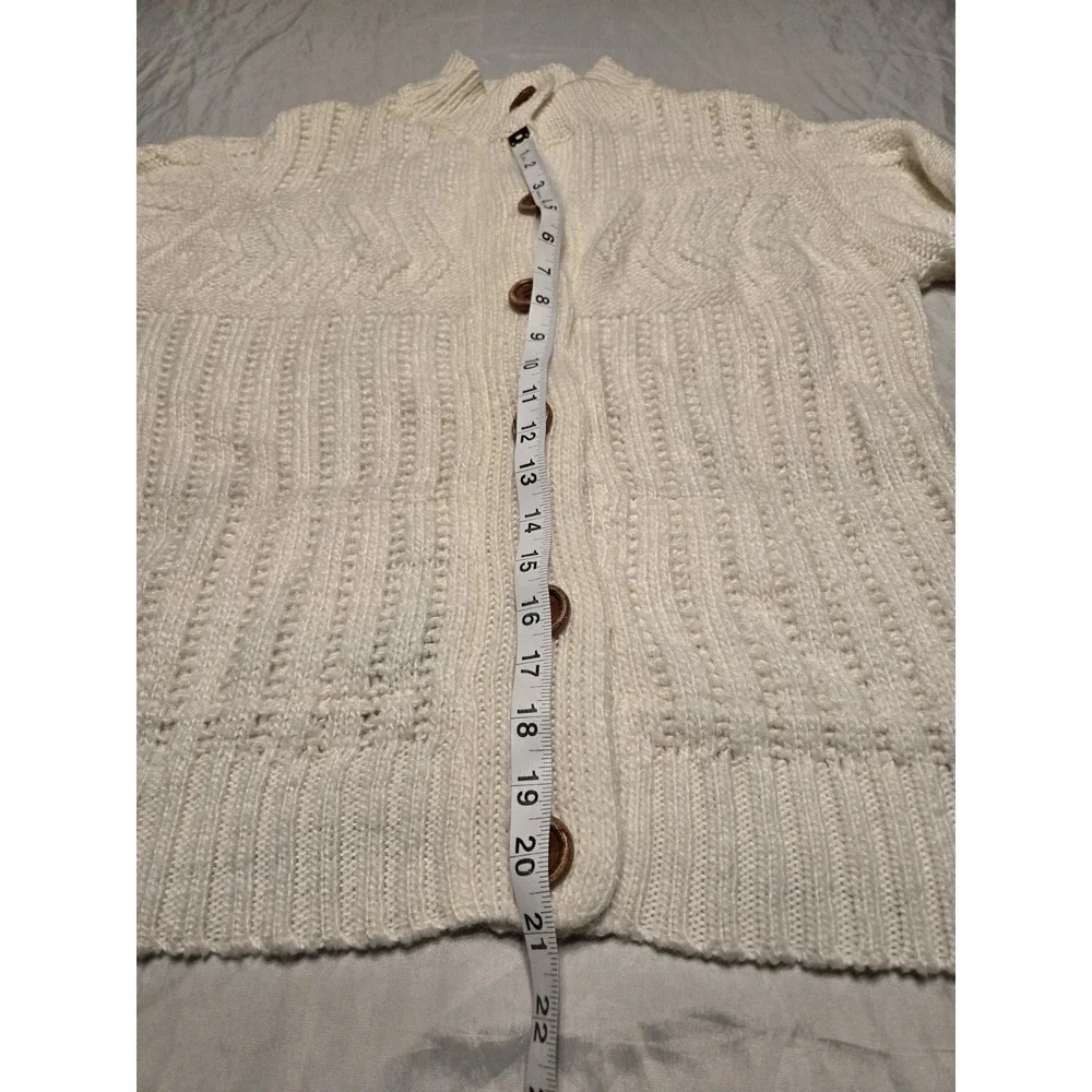Vtg Fantastic Brand Off White‎ Cream Button Knit Cardigan Womens Medium